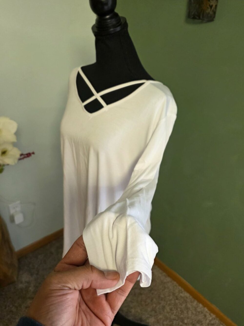 Bamboo Long Sleeve Shirt V-Neck Tunic T-shirt Top Size XL